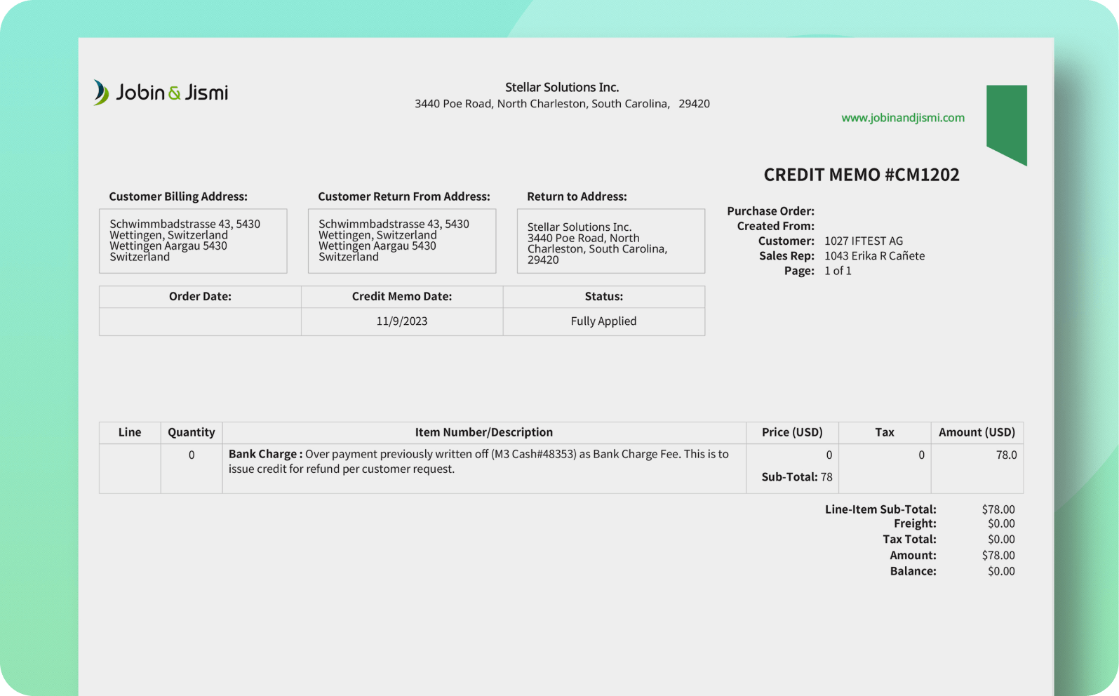 Credit Memo PDF