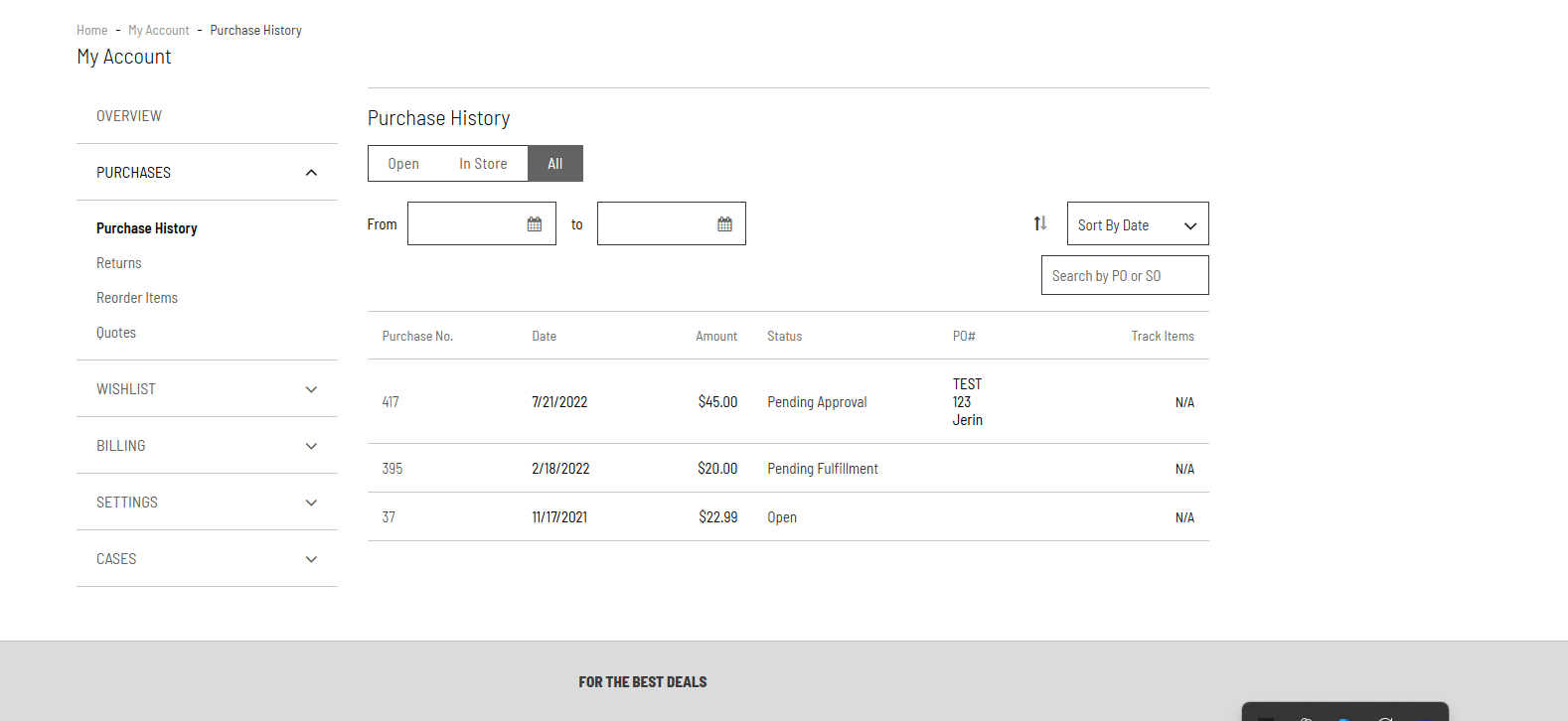 PO / SO Number Search