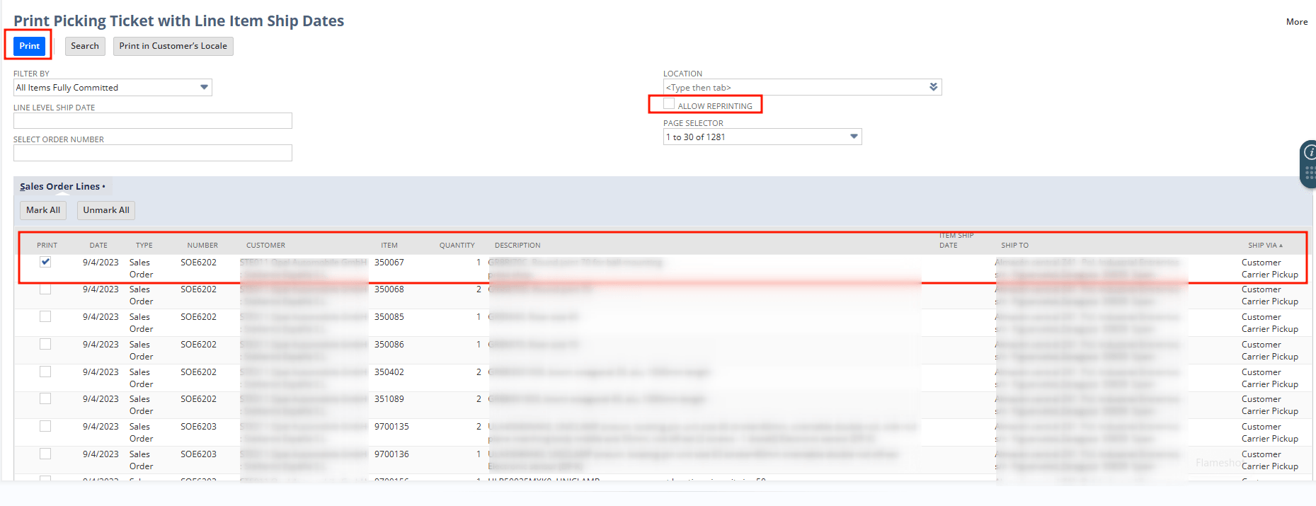 Item Level Ship Date Picker