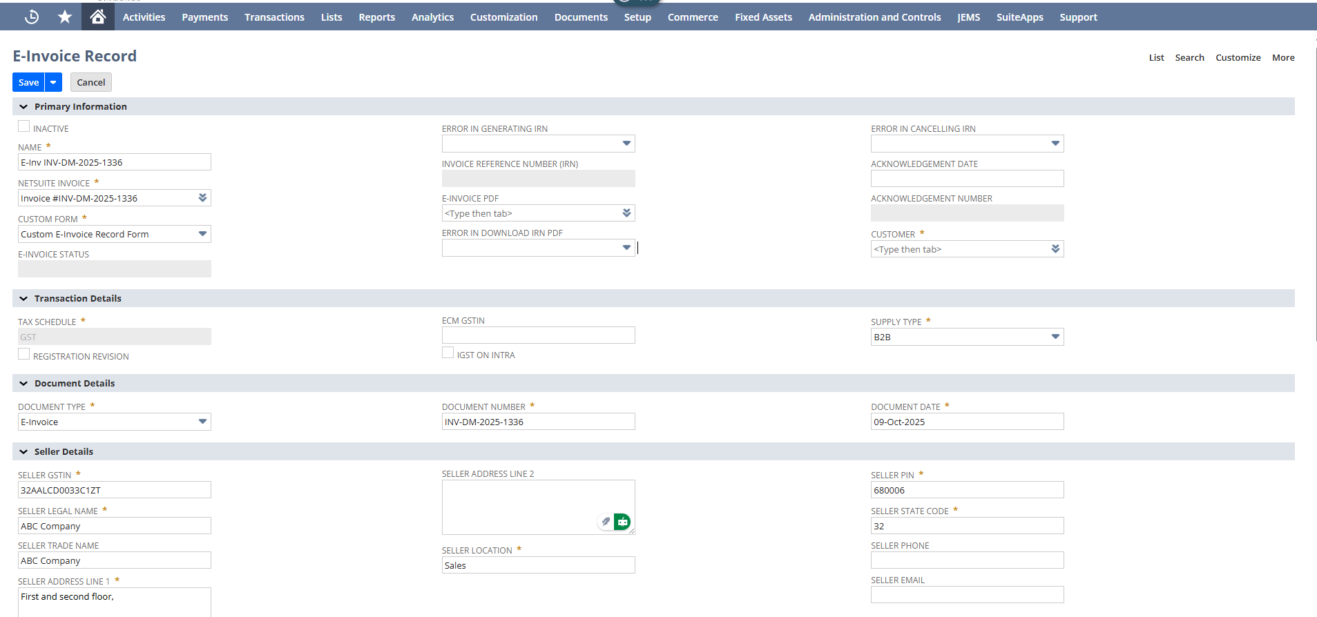 ClearTax Integration for NetSuite