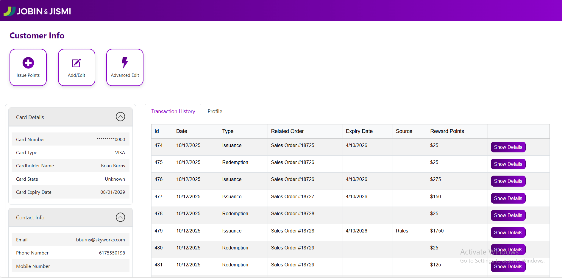 Customer Reward Points Calculator