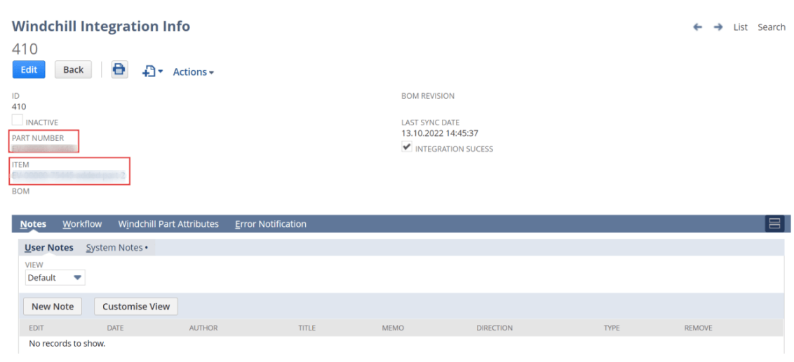 NetSuite - Windchill Integration