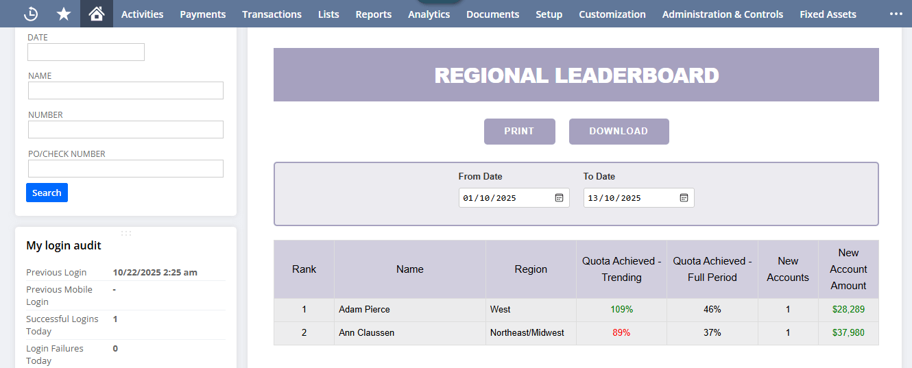 Regional Sales Leaderboard